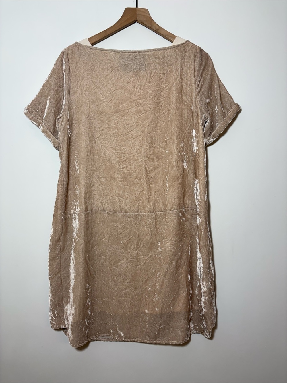 Anthropologie - Floreat - Women’s Crinkled Velvet Dress - Champagne - Size S - Picture 7 of 9